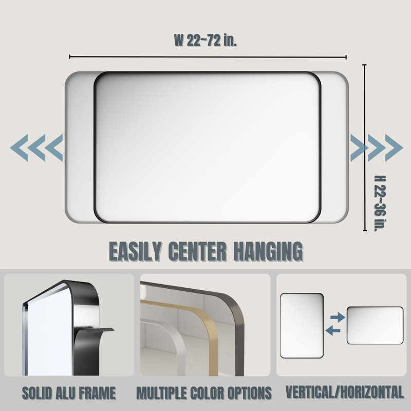 Miroir de salle de bain sur mesure, 36 po x 32 po