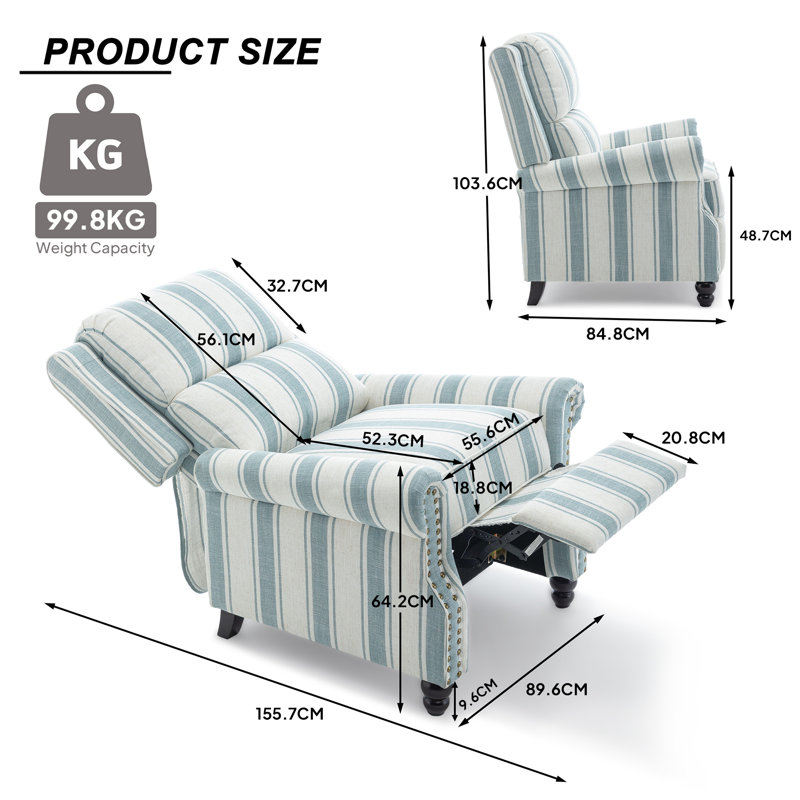 Ameiah Recliner, Stripe Blue