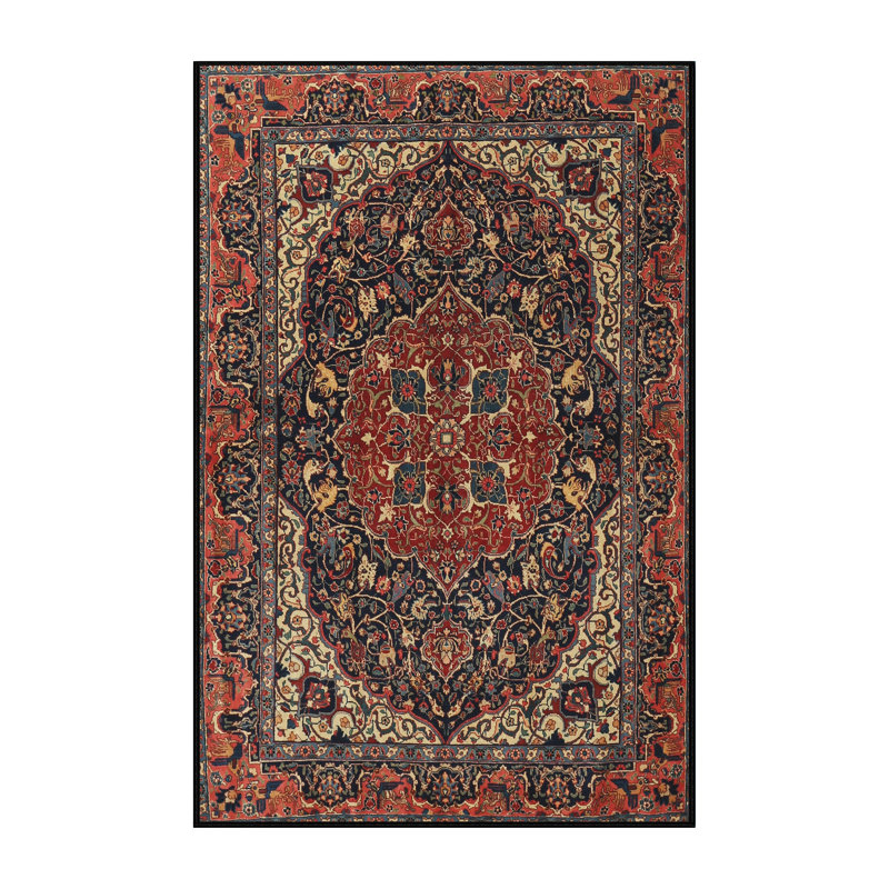 Tapis traditionnel gris foncé / rouge / beige Corniche, Rectangle 7 pi x 9 pi