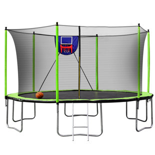 15' Round Backyard Trampoline With Safety Enclosure
