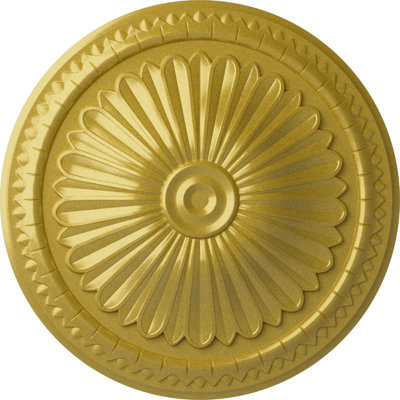 Médaillon de plafond Endurathane Alexa, DE 15 po x P 1 3/4 po (convient aux auvents jusqu'à 3 po), finition or riche peinte à la main