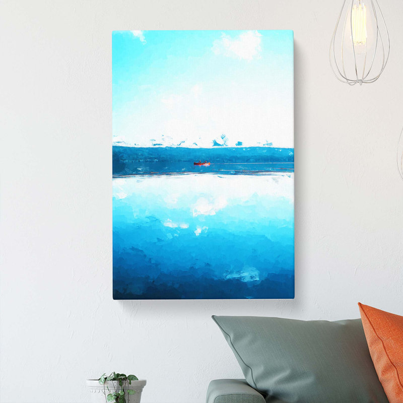 Red Kayak On A Lake In Sweden In Abstract - Wrapped Canvas Print, 76cm H x 50cm W x 3cm D