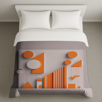 Orange White Shapes Duvet Covers