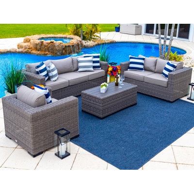 Aleyza 6 - Person Patio Conversation Set with Cushions