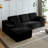 Compression-Boneless 96" L-Shaped Cloud Sectional Sofa with Oversized Chaise, Modular Corduroy Couch for Living Room , Deep Seat No Assembly Required（Black.Left Hand Facing)-491833093-499844872