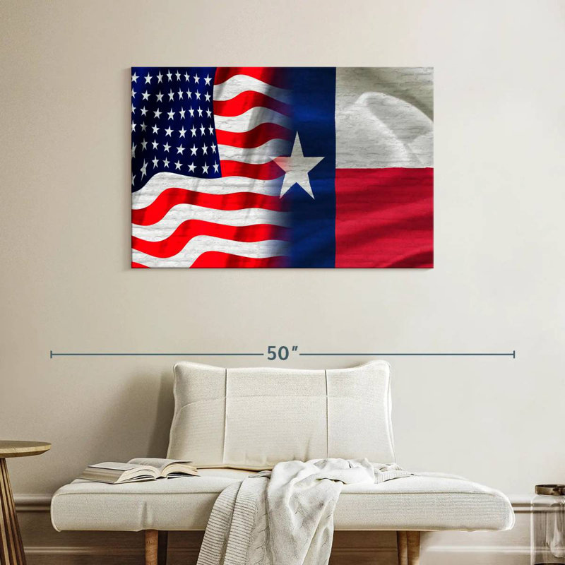 Borges US And Texas Flag, 26" H x 39" W