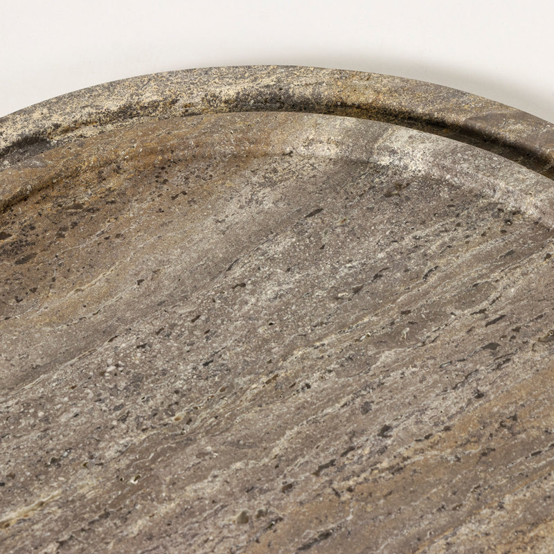 Sutton Round Travertine Tray Set