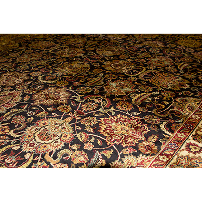 Tapis noir et brun de haute qualité noué à la main