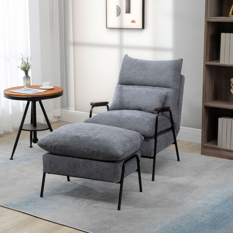 Fauteuil d'appoint inclinable avec repose-pieds Aneshia, Gris clair