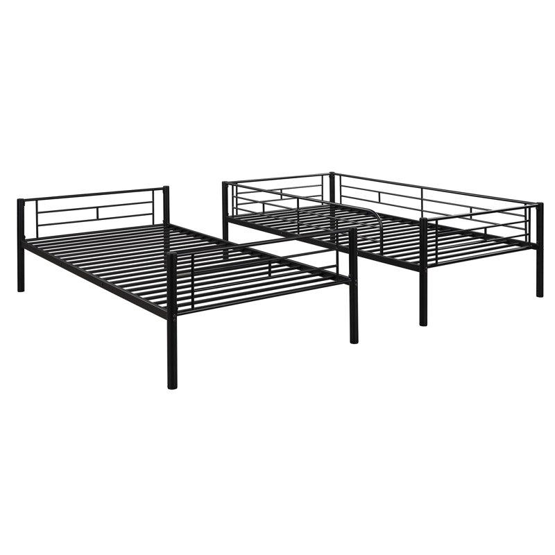 Ailleen Wooden Bunk Bed Set With Trundle, Storage, And Desk, Black, Twin over Twin