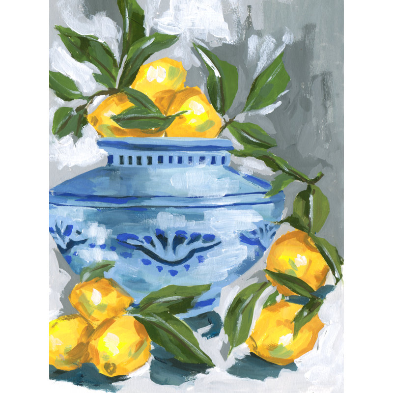 Indigo & Lemon I by Melissa Wang - Wrapped Canvas Print, 46 cm H x 30 cm W