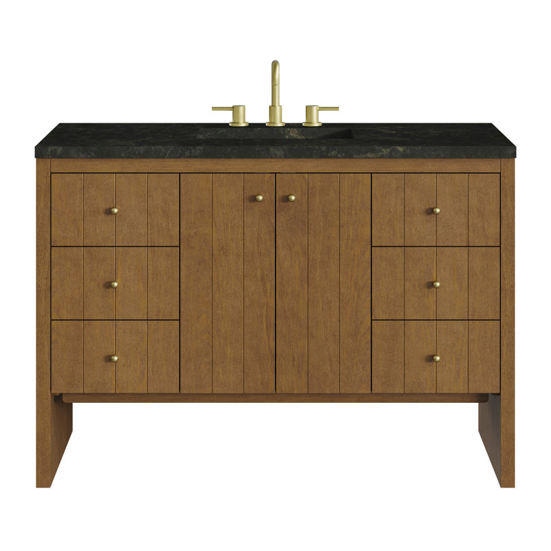 Hudson 48'' W Single Vanity, 8" Widespread, Phantome Eclos, Honey Oak