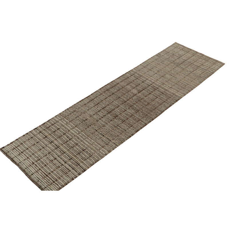 Wool Striped Area Rug in Brown/Gray