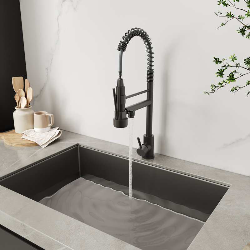 Bothwa Home 19.29"H Stainless Steel 304 Kitchen Faucet, Corrosion Resistant, Single Handle, Cupc Certified, Pull-Down Sprayer/360 Swivel