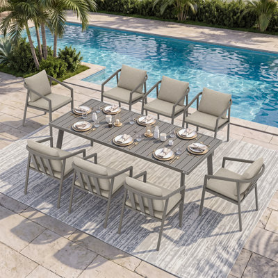 Chaises de salle à manger de patio pour 8 personnes avec coussins