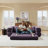 Queen Size Chenille Compression Frameless Boneless Convertible Sofa Bed Sleeper Sofa Loveseat-584228866