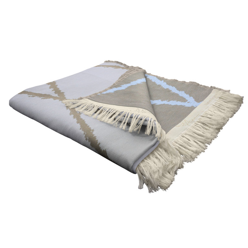 Beeman Throw Blanket, Beige/White