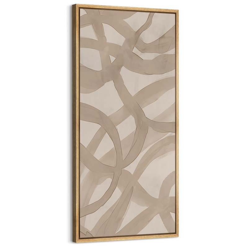 Abstract Interlocking Circles in Neutral Tones Modern Art, 60" H x 30" W