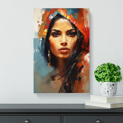 Indian Woman Modern - Wrapped Canvas