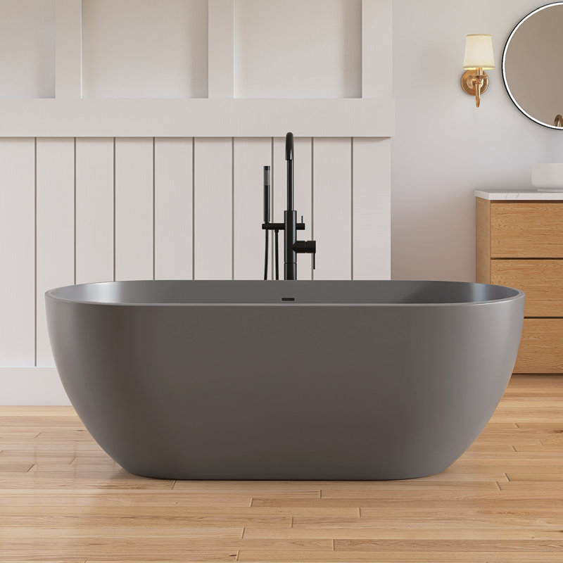 Baignoire de trempage autoportante à surface solide 59 po Forma Medunjess, Gris