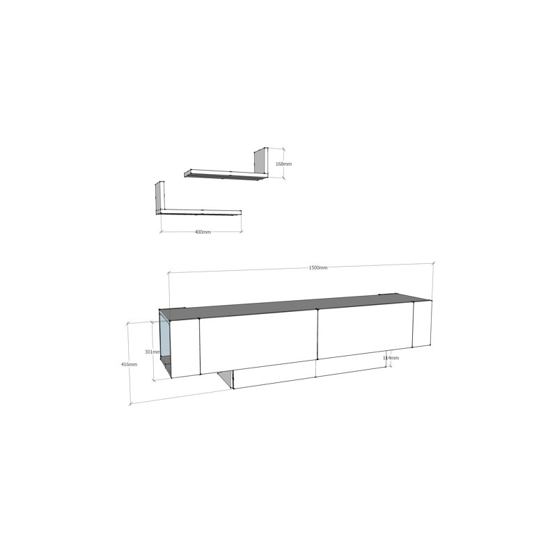 Akillian TV Stand for TVs up to 60" with 2 Wall Shelves, White/Brown
