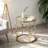 Glass End Table Set of 2, Round Side Table with Metal Frame for Living Room, Balcony, Bedroom