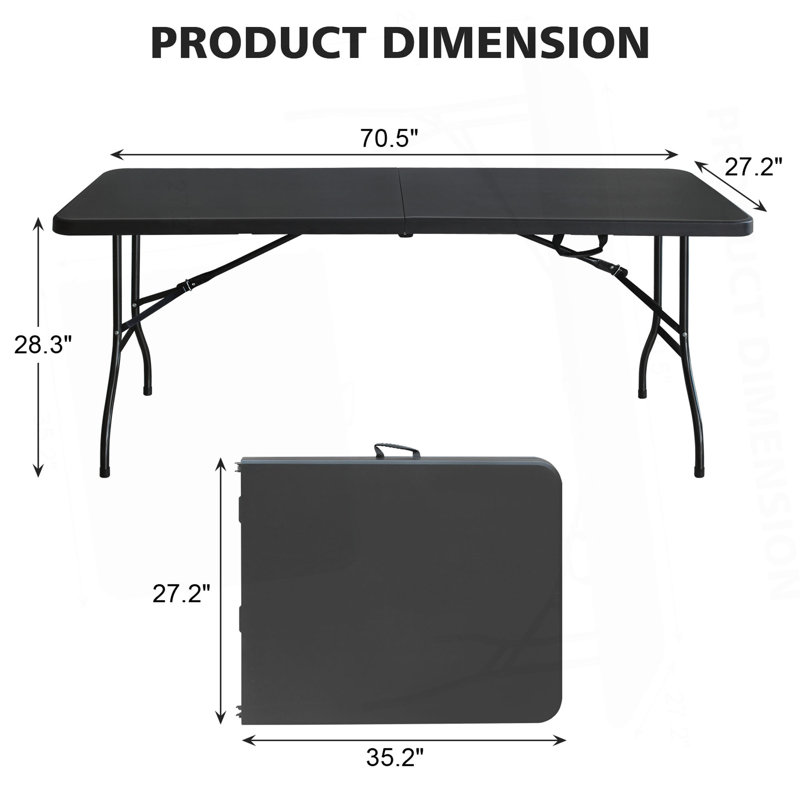 6Ft Black Multi-Functional Outdoor Folding Leisure Picnic Game Party Table