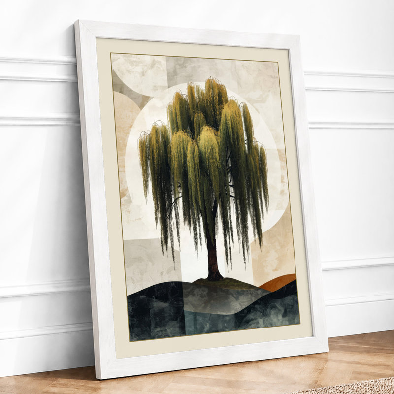 Weeping Willow Japandi - Framed Print, A4 - 29.7 x 21.0 cm, White