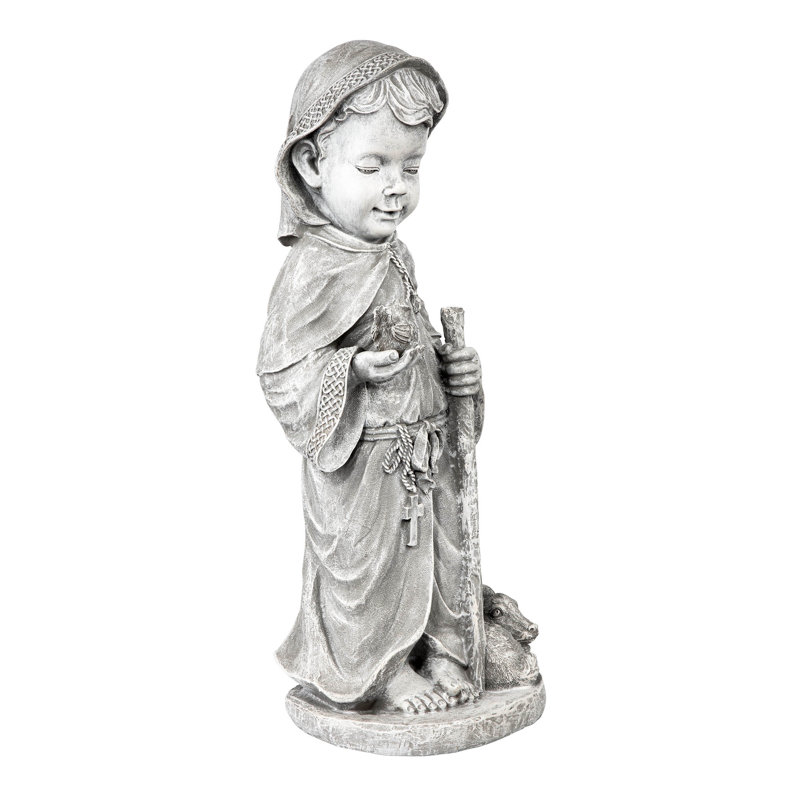Statue de bébé Saint-François, H 16 po x l 7,5 po x P 5,5 po