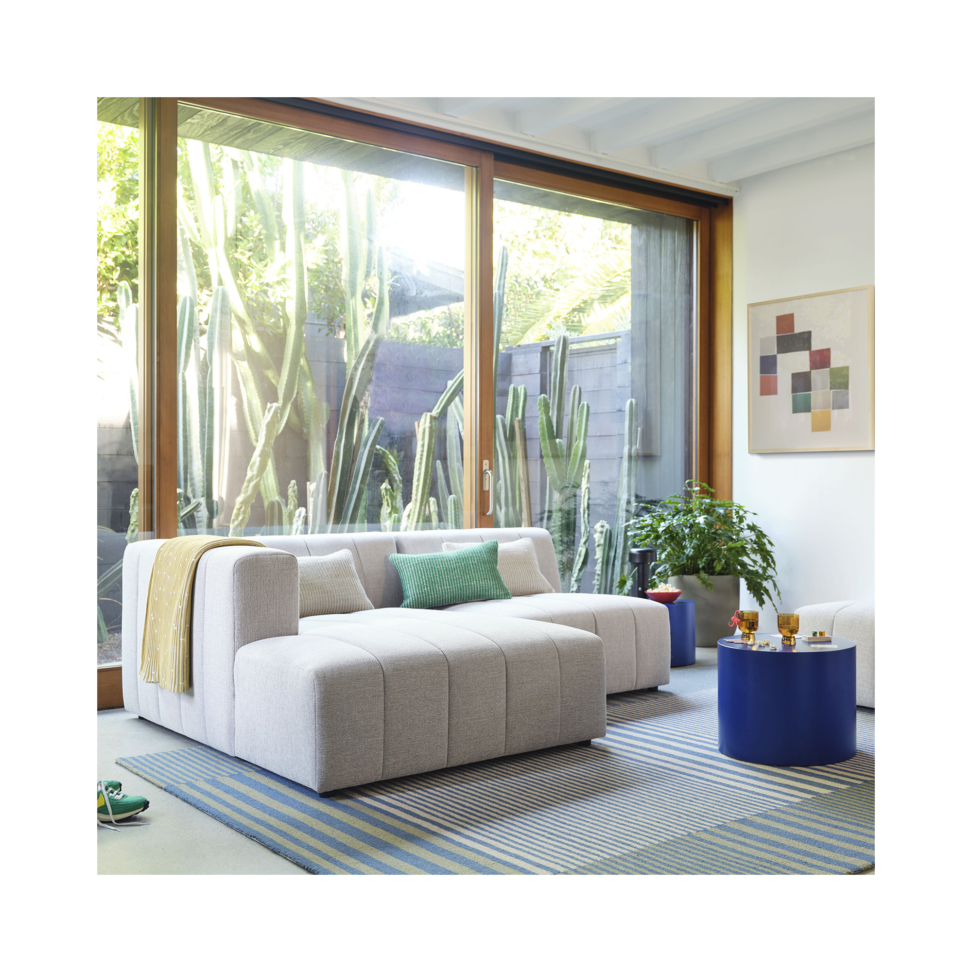 Bowry 157" Wide Modular Sectional, Beige Polyester, Left Hand Facing