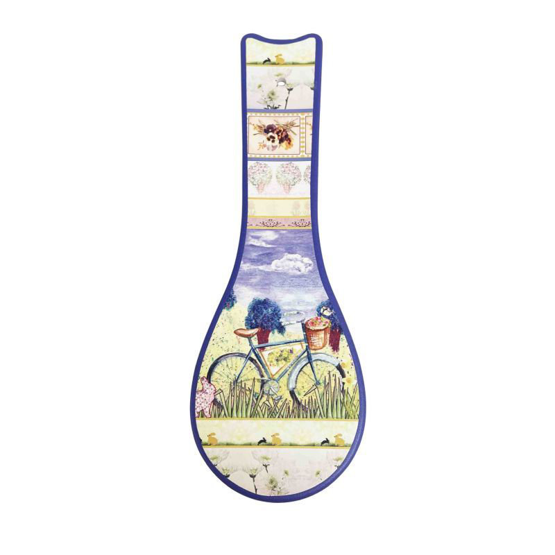Bicycle And Flowers Patterned Spoon Rest