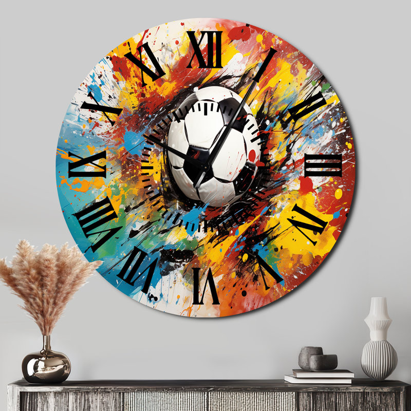 Horloge murale Abstraction Soccer Ball - Sports, Surdimensionné