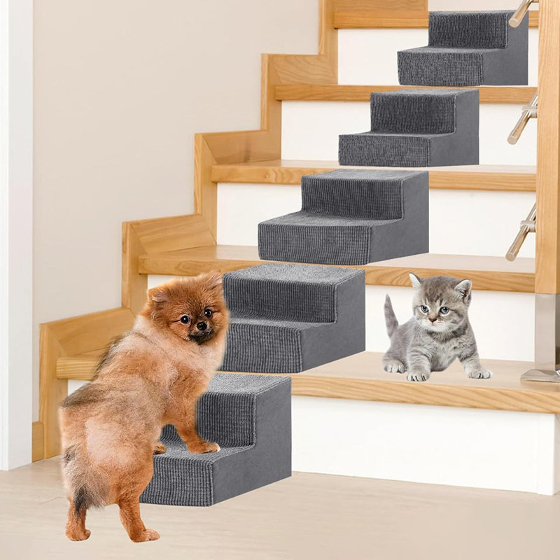 Rampe pour chien 5 pièces pour escalier pour petits chiens, escalier modulaire en mousse pour escalier avec bandes anti-dérapantes pour chien, chats
