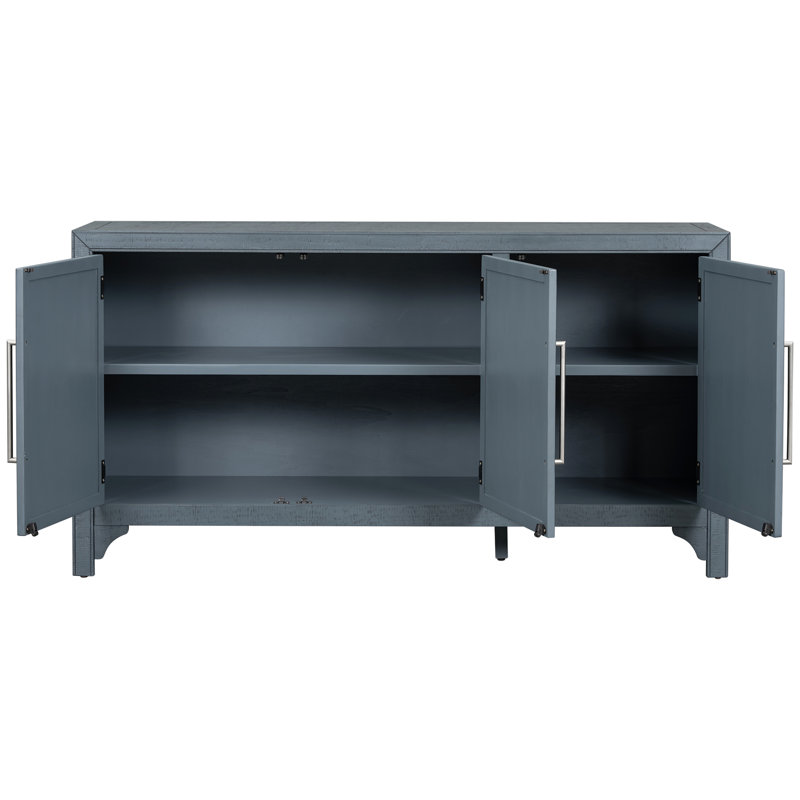 Buffet Ustyle Living + Placage de pin, tablettes réglables, rangement bleu marine pour la chambre, l'entrée et le bureau. Fabrication robuste