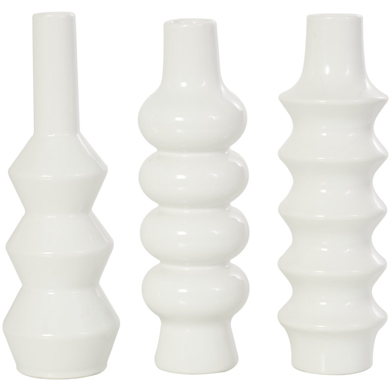Ensemble de vases en céramique Endri, Blanc, Grand