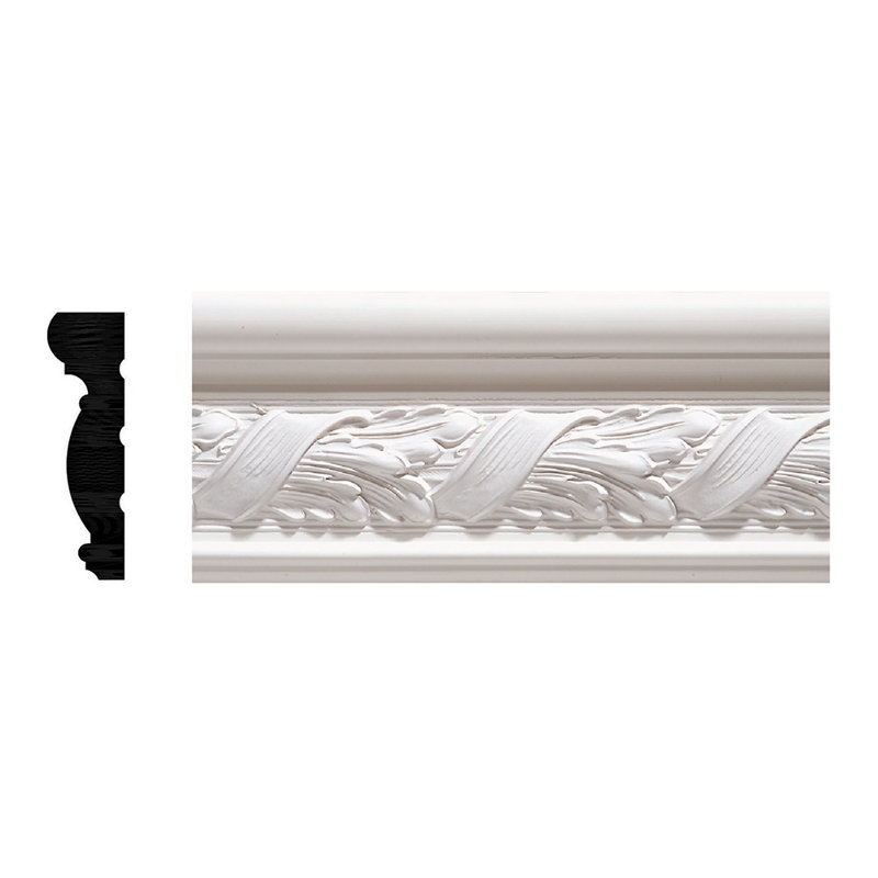 8-Foot White Primed Hardwood Decorative Chair Rail Moulding