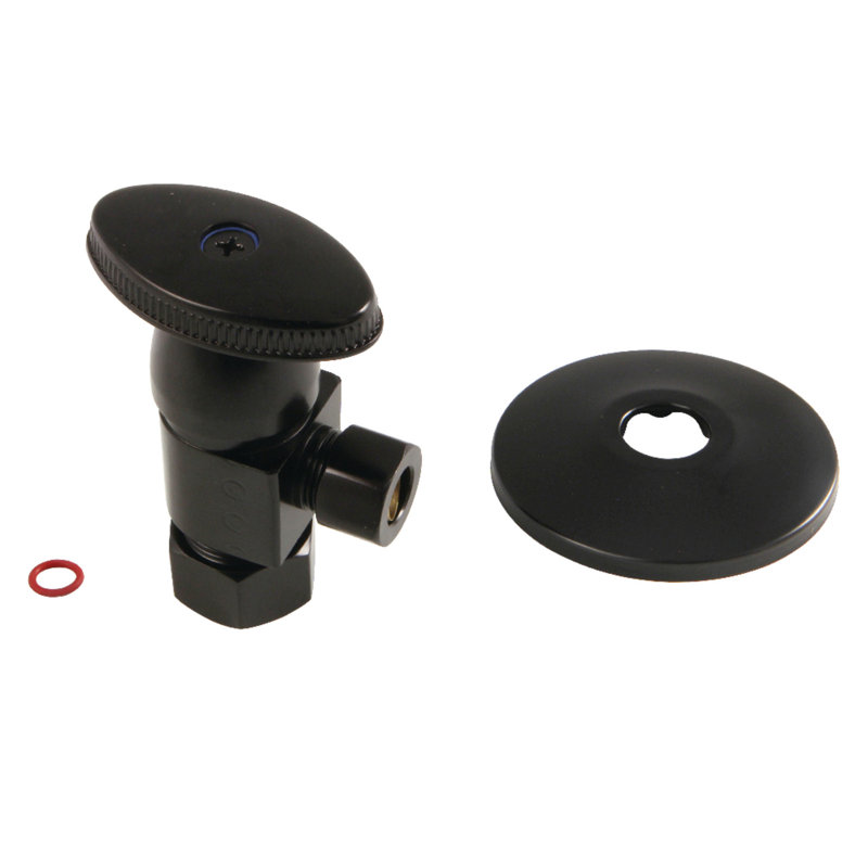 Kingston Brass 5/8-Inch OD Comp x 3/8-Inch OD Comp Anti-Seize Deluxe Quarter-Turn Ceramic Hardisc Cartridge Angle Stop with Flange