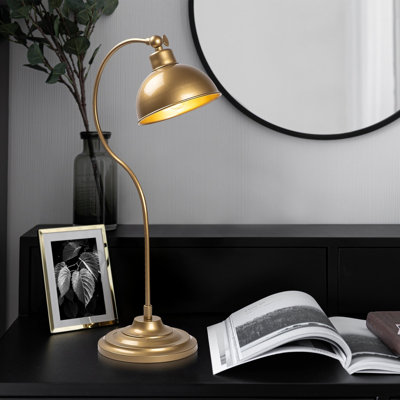 Phylis Elegant Metal Table Lamp, Gold Finish, 7.5 x 11.4 x 22.8 Inches | 19 cm Base Plate Diameter, E27 Socket (Max 40W), 78.7 in Cord, IP20 Rated | Ideal for Modern Hotel & Home Decor, Stylish & Functional Design