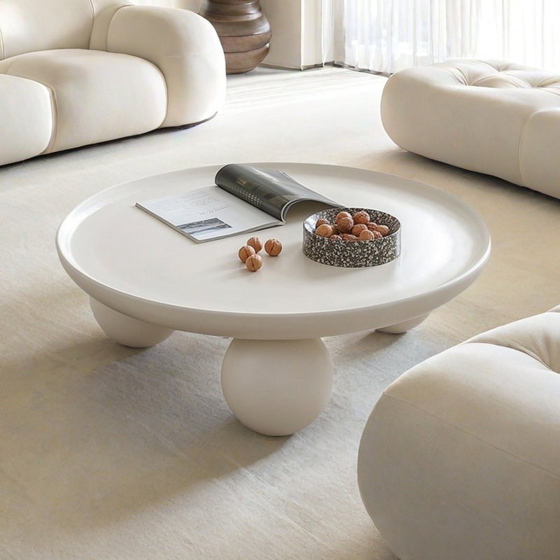 Table basse ronde avec pieds en chêne