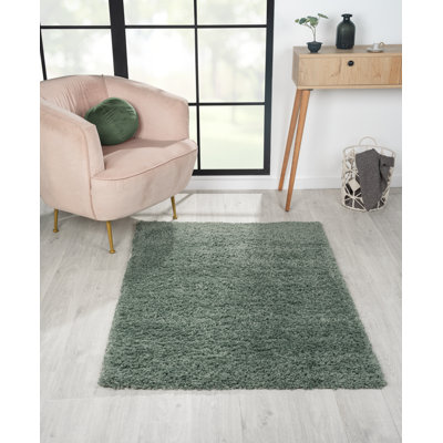 Lush shaggy carpet in  green