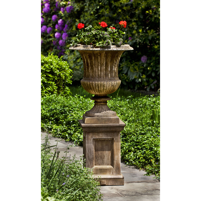 Smithsonian Urn Planter, Aged Limestone