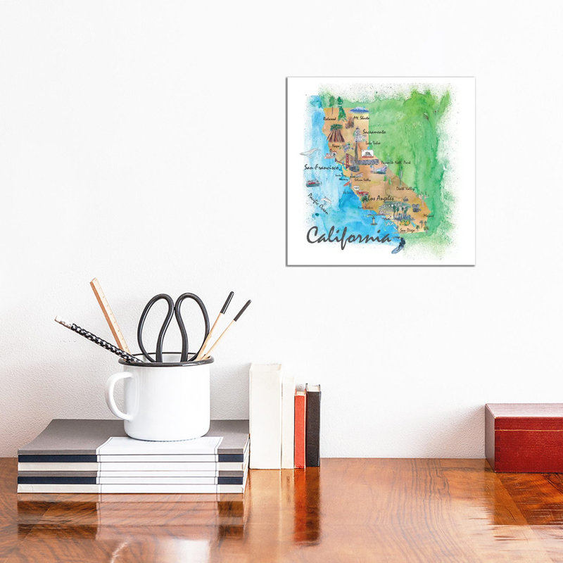 USA, California Travel Poster by Markus & Martina Bleichner - Wrapped Canvas Gallery-Wrapped Canvas Giclée