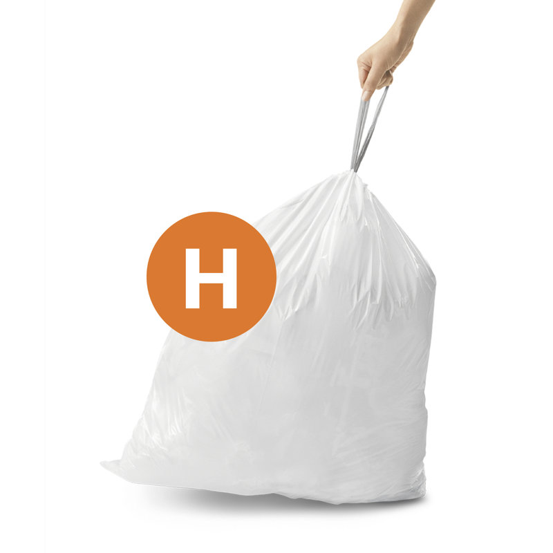Simplehuman Code H Custom Fit Drawstring Trash Bags, 30-35 Liter / 8-9.2 Gallon, White, 100