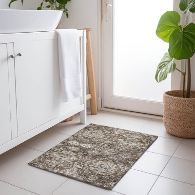 Tapis brun Premium Alliah AMF94 lavable à la machine