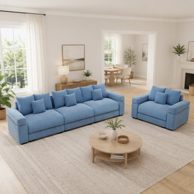 Canapé modulaire surdimensionné surdimensionné en nuage, canapé modulaire convertible, siège à trois places de 130 po + siège simple de 54,3 po, accoudoirs très larges, velours côtelé de qualité supérieure, siège profond, conception ergonomique, salon à aire ouverte