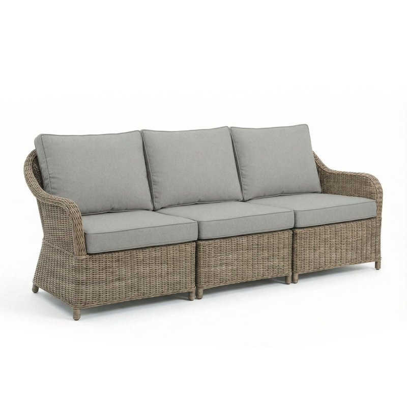 Martha Stewart Lily Pond 3 Seat All-Weather Patio Sofa With Back And Seat Cushions