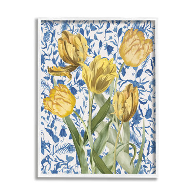 Bb-304-Framed " Tulips On Blue Toile " by Lil' Rue