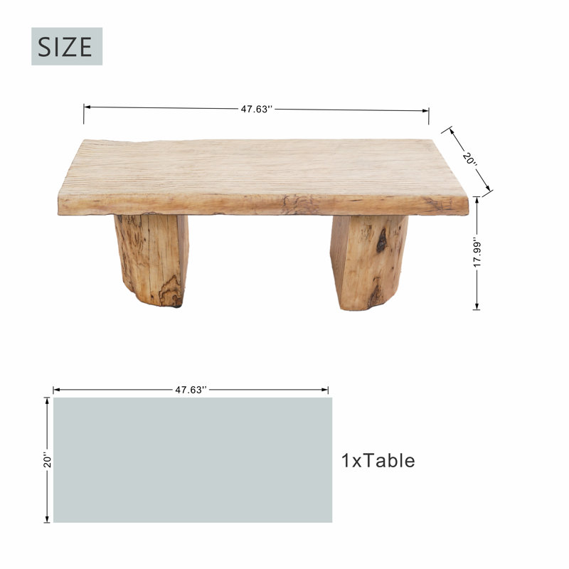 Rustic Wood-Look Outdoor Coffee Table With Iron Frame And Terrafab Top