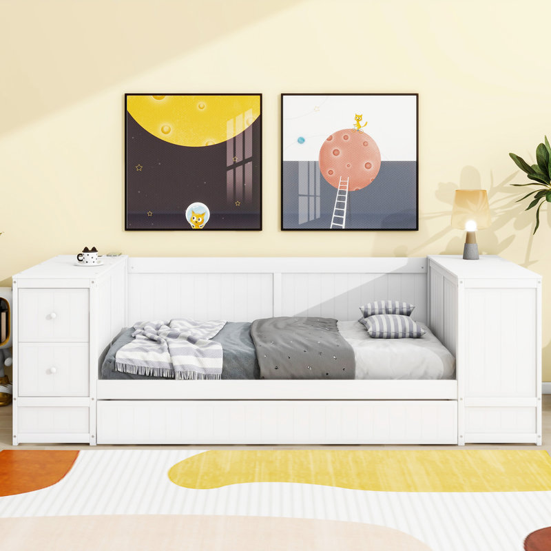 Lit de jour avec accoudoirs de rangement, Blanc