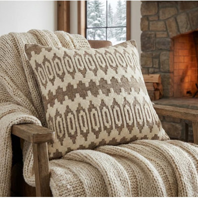 Hand Felted Wool Pillow - Scandinavian Design on Gray - 20"
